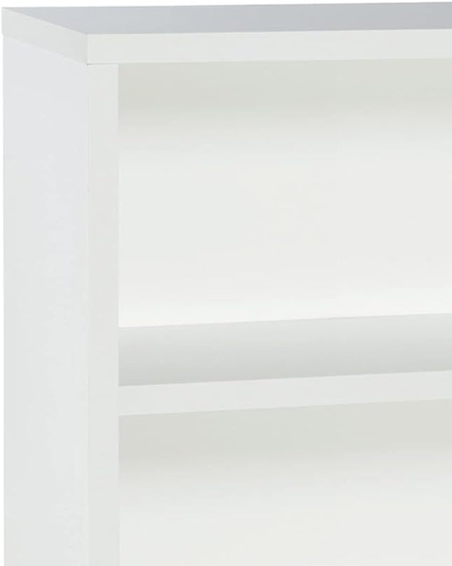 ClosetMaid Bookshelf with 5 Shelf Tiers, Adjustable Shelves, Tall Bookcase Sturdy Wood with Closed Back Panel, White Finish - LeafyLoom