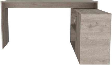 NicBex Kimberly-DW-00201-LWJ Home Office Desks, 59.64"x45.86"x30.11", Light Gray - LeafyLoom