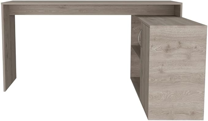 NicBex Kimberly-DW-00201-LWJ Home Office Desks, 59.64"x45.86"x30.11", Light Gray - LeafyLoom