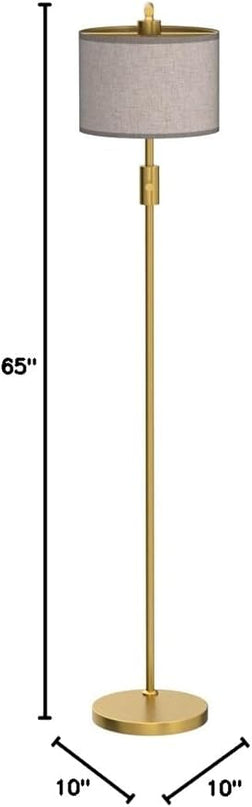 【Upgraded】 Dimmable Floor Lamp, 1200 Lumens LED Bulb Included, Gold Arc Floor Lamps for Living Room Modern Standing Lamp with Linen Shade, Tall Lamp for Living Room Bedroom Office Reading Room Nursery - LeafyLoom