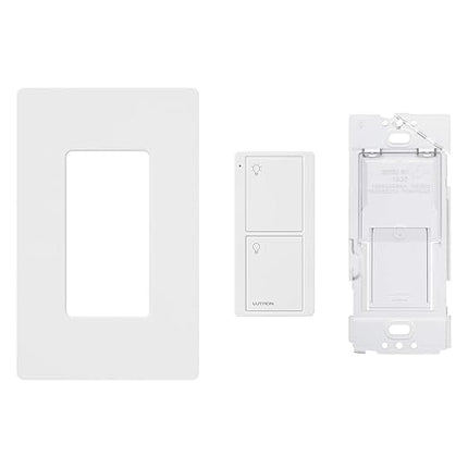 Lutron Pico Remote for Caseta Smart Switch, 2-Button Control , On/Off Control, For Table Top or Wallmount Use, with Wallmount Bracket and Wallplate, PJ2-2B-GWH-L01-BW, White Lutron
