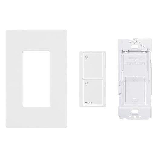 Lutron Pico Remote for Caseta Smart Switch, 2-Button Control , On/Off Control, For Table Top or Wallmount Use, with Wallmount Bracket and Wallplate, PJ2-2B-GWH-L01-BW, White Lutron