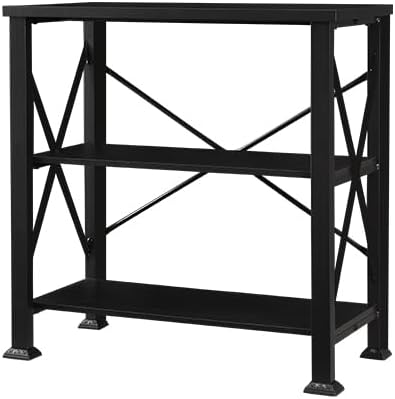 HOMBAZAAR Bookshelf, 3-Tier Industrial Bookshelf, Etagere Bookcases and Bookshelves, Small Bookshelf Storage Organizer, Freestanding Bookshelf for Living Room, Bedroom and Home Office,Black - LeafyLoom