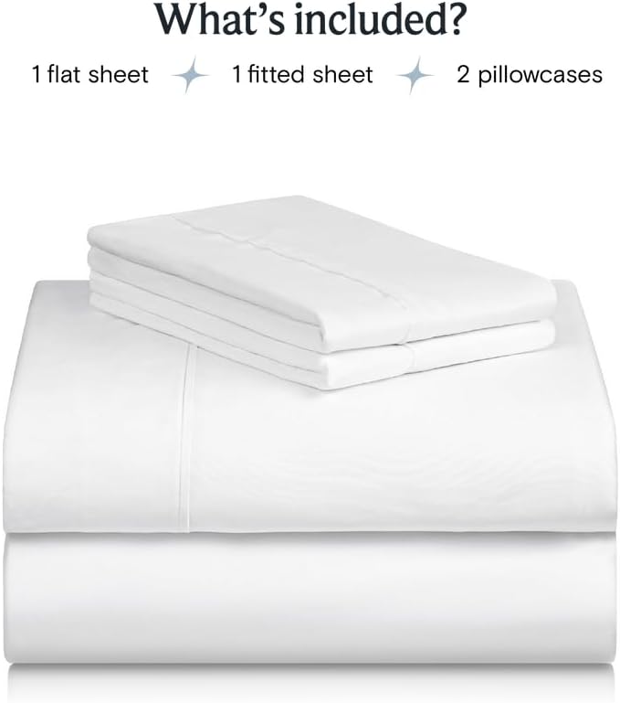 LuxClub Twin XL Sheets - Soft-Kids-Twin Bed Sheets for-Boys-and-Girls-4 PC Deep Pockets 18" Eco Friendly Wrinkle Free-Kids-Fitted Sheets Machine Washable Hotel Bedding Silky Soft- White Twin XL - LeafyLoom