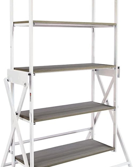 Origami Modern 2 in 1 Shelf to Table Style, Organizer Deco Rack Magically Turn to a Table/Desk in a Second,Fully Assembled,White/Birchwood US Patent Pending (STT-WHIBRC) - LeafyLoom