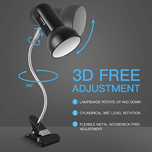 Clamp Desk Lamps 360 ° Flexible Clip on Light,Portable Book Reading Light,Clip on Desk/Table/Bed/Piano/headboard Light Home/Bedroom Lighting - LeafyLoom