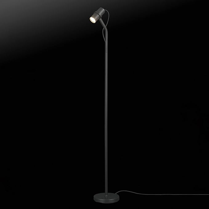 Globe Electric MRDK by Globe Series.01.FL 58" LED Floor Lamp, 9 Watts, 400 Lumens, 3000 Kelvin Warm White, Adjustable Shade, On/Off Rocker Switch on Shade, Matte Black - LeafyLoom