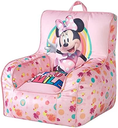 Idea Nuova Disney Minnie Mouse Smile Toddler Bean Bag Decorative Chair with Carry Handle, Large - LeafyLoom