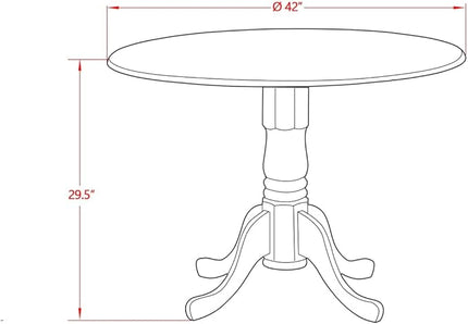 East West Furniture DMT-ABC-TP Dublin Kitchen Dining Table - a Round Wooden Table Top with Dropleaf & Pedestal Base, 42x42 Inch, Wirebrushed Buttercream - LeafyLoom