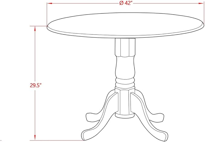 East West Furniture DMT-ABC-TP Dublin Kitchen Dining Table - a Round Wooden Table Top with Dropleaf & Pedestal Base, 42x42 Inch, Wirebrushed Buttercream - LeafyLoom