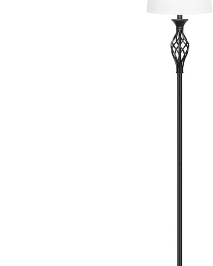 Ambimall Floor Lamps for Living Room - 3 Color Temperature Standing Lamp, Farmhouse Black Floor Lamp with White Shade, Vintage Modern Tall Light for Bedroom Office Corner(9W Bulb Included) - LeafyLoom