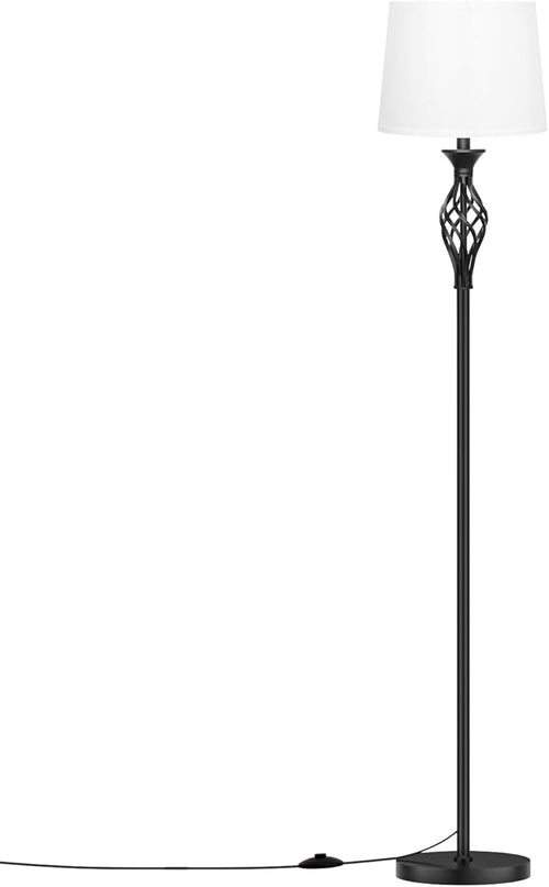 Ambimall Floor Lamps for Living Room - 3 Color Temperature Standing Lamp, Farmhouse Black Floor Lamp with White Shade, Vintage Modern Tall Light for Bedroom Office Corner(9W Bulb Included) - LeafyLoom