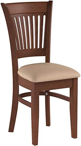 East West Furniture Vancouver Kitchen Dining Linen Fabric Upholstered Wooden Chairs, Set of 2, Espresso - LeafyLoom