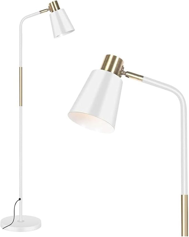 Floor Lamp, NIOSTA Industrial Floor Lamp 360°Rotation Lampshade Modern Sofa Side Standing Reading Lamp, Floor Lamps for Living Room, Office, Bedroom Reading, Work etc(White) - LeafyLoom