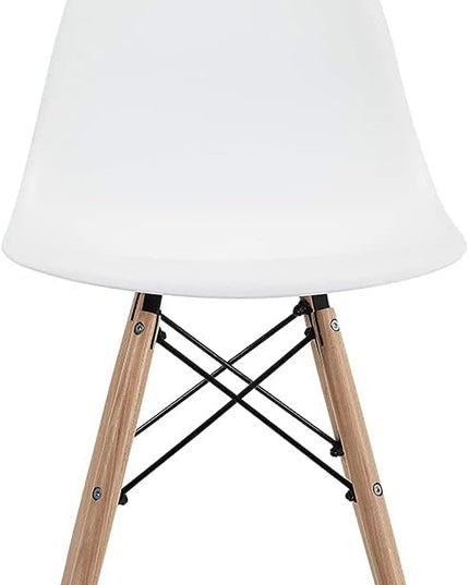 CangLong , Modern Mid-Century Side Chair with Natural Wood Legs for Kitchen, Living Dining Room, White - LeafyLoom