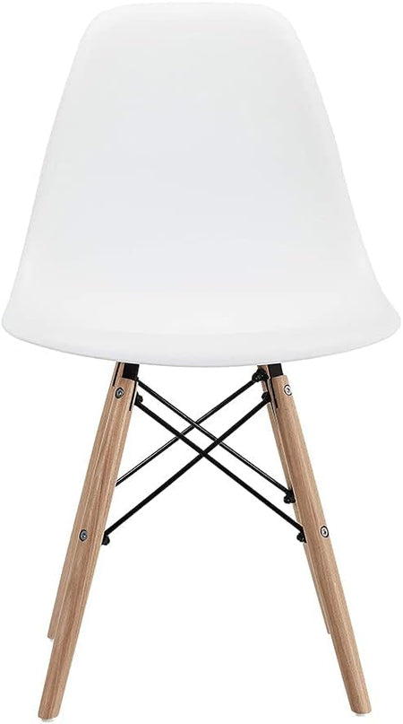 CangLong , Modern Mid-Century Side Chair with Natural Wood Legs for Kitchen, Living Dining Room, White - LeafyLoom