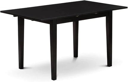 East West Furniture NODA3-BLK-C 3 Piece Dining Room Furniture Set Contains a Rectangle Wooden Table with Butterfly Leaf and 2 Linen Fabric Kitchen Dining Chairs, 32x54 Inch, Black - LeafyLoom