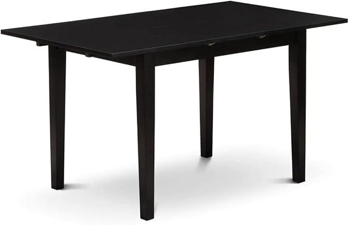 East West Furniture NODA3-BLK-C 3 Piece Dining Room Furniture Set Contains a Rectangle Wooden Table with Butterfly Leaf and 2 Linen Fabric Kitchen Dining Chairs, 32x54 Inch, Black - LeafyLoom