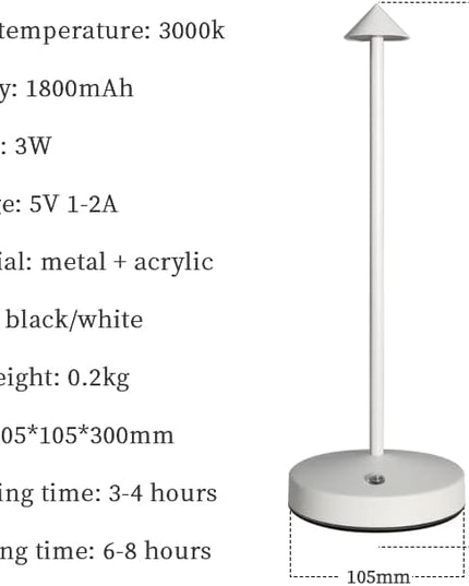 2 PACK Cordless Lamps,Battery Rechargeable Table Lamp,Portable Lamps,2 Level Brightness Dimmable Night Light,Minimalist Design,Cordless Table Lamps for Living Room/Restaurant/Couple Dinne(White) - LeafyLoom
