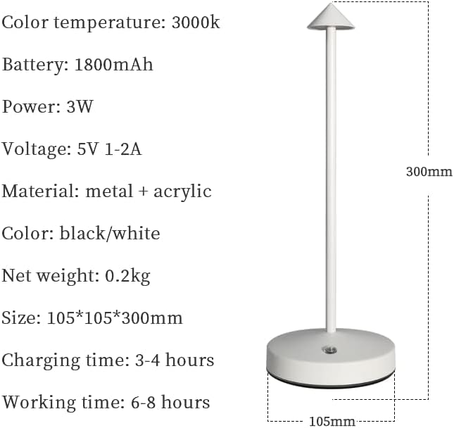 2 PACK Cordless Lamps,Battery Rechargeable Table Lamp,Portable Lamps,2 Level Brightness Dimmable Night Light,Minimalist Design,Cordless Table Lamps for Living Room/Restaurant/Couple Dinne(White) - LeafyLoom