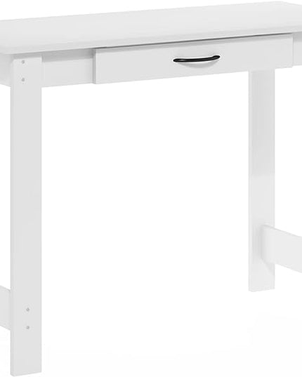 Furinno Jaya Writing Desk with Drawer, White - LeafyLoom