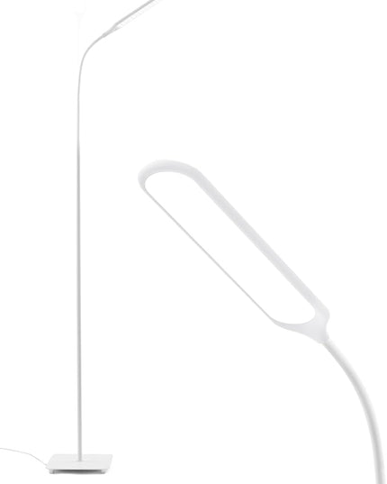 sympa LED Floor Lamp, Super Bright Dimmable LED Lamps for Living Room, Standing Lamp with Adjustable Gooseneck, Touch Control, Stable Base Floor Lamps for Bedroom Office (White) - LeafyLoom