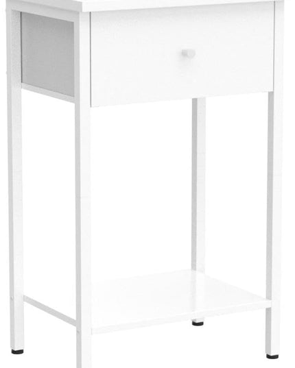 VASAGLE Nightstand, Side Table with Fabric Drawer, 24-Inch Tall End Table with Storage Shelf, Bedroom, White ULGS021W14 - LeafyLoom