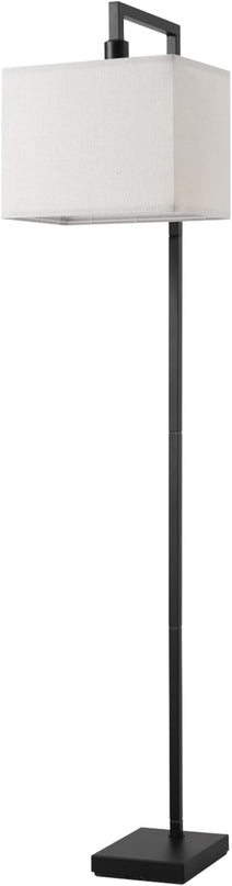 Globe Electric 61000052 60" Floor Lamp, Matte Black, Square White Fabric Shade, On/Off Rotary Switch on Socket, Square Rod, Reading Lamp, Home Office Accessories, Home Décor, Home Improvement - LeafyLoom