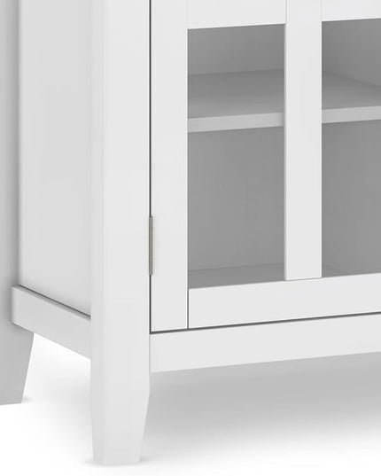 SIMPLIHOME Artisan SOLID WOOD 53 Inch Wide Contemporary TV Media Stand in White for TVs up to 60 Inches, For the Living Room and Entertainment Center - LeafyLoom