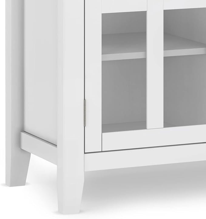 SIMPLIHOME Artisan SOLID WOOD 53 Inch Wide Contemporary TV Media Stand in White for TVs up to 60 Inches, For the Living Room and Entertainment Center - LeafyLoom
