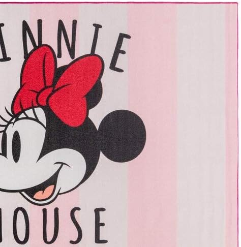 Gertmenian Disney Minnie Mouse Stripes Area Rug for Children & Teens Kids Home Decor for Girls & Boys 4x6 Large, Pink, 47257 - LeafyLoom