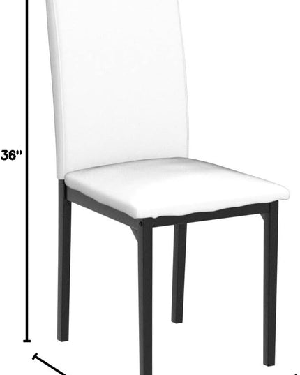 Roundhill Furniture Noyes Faux Leather Metal Frame Dining Chair, White - LeafyLoom