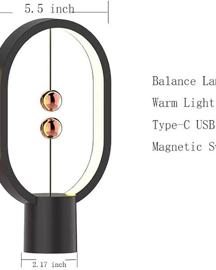 Small Table Lamp - Mini Balance Lamp,Birthday Gifts, Bedside Lamp, Nightstand Lamp,Plug in Night Light,Magnetic Lamp for Home,Office,College Dorm (Black Color) - LeafyLoom