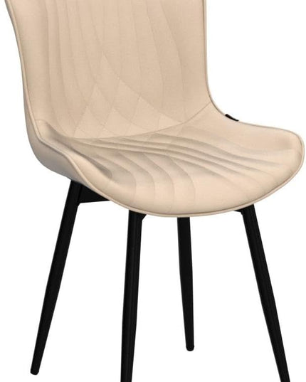 YOUTASTE Dining Chairs Set of 2 Upholstered Mid Century Modern Kitchen Dining Room Chairs Armless Faux Leather Accent Chairs Metal Vanity Lounge Chair with Back for Living Room Bedrooms,Khaki - LeafyLoom