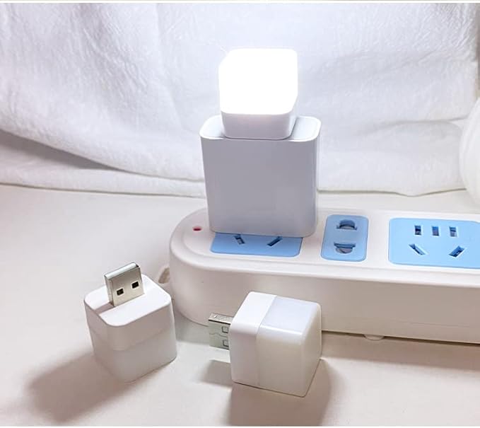 Mini USB Night Lights，Plug in LED Bulb，Flexible LED Ambient Light ，Emergency Lighting，Compact，Ideal for Bedroom，Bathroom，Nursery，Hallway，Outdoor Camping，Reading(8PCS,White) - LeafyLoom
