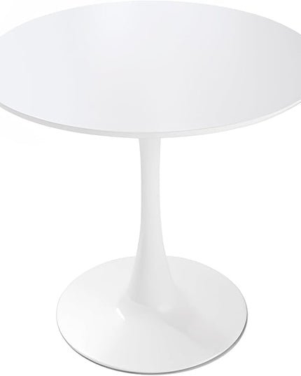 NicBex 31.5Inch Round Dining Table,Modern Kitchen Table with MDF White Tabletop and Pedestal Base for 2 to 4,Leisure Coffee Table for Kitchen,Small Space,Apartment and Living Room,Space-Saving,White - LeafyLoom