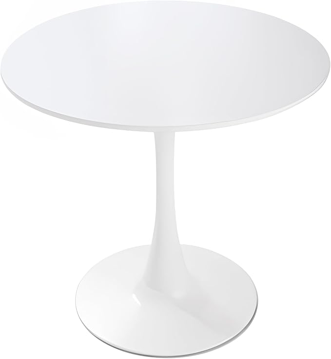 NicBex 31.5Inch Round Dining Table,Modern Kitchen Table with MDF White Tabletop and Pedestal Base for 2 to 4,Leisure Coffee Table for Kitchen,Small Space,Apartment and Living Room,Space-Saving,White - LeafyLoom