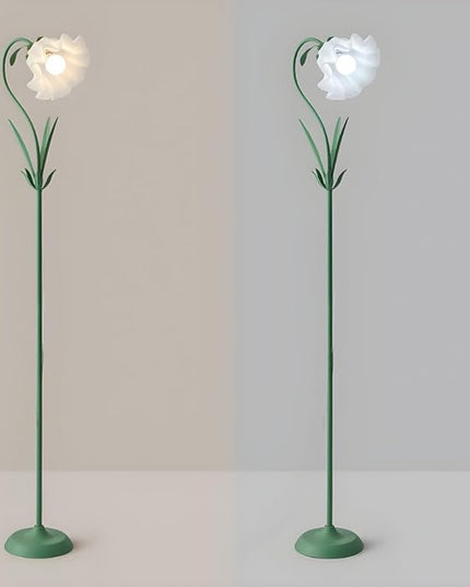 OTTOSON Modern Flower Shape Floor Lamp, Macaron Green 1-Light Iron Standing Light Cute Floral Lamp with Acrylic Shade Arc Tall Lamp for Living Room Corner Bedroom Kids Room - LeafyLoom