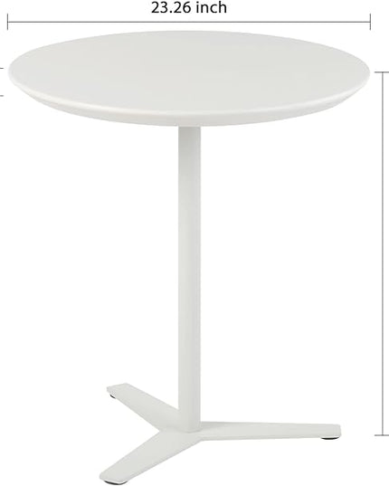 23 inch Round End Table, Pedestal Side Table, Coffee Table for Living Room Sofa (White) - LeafyLoom