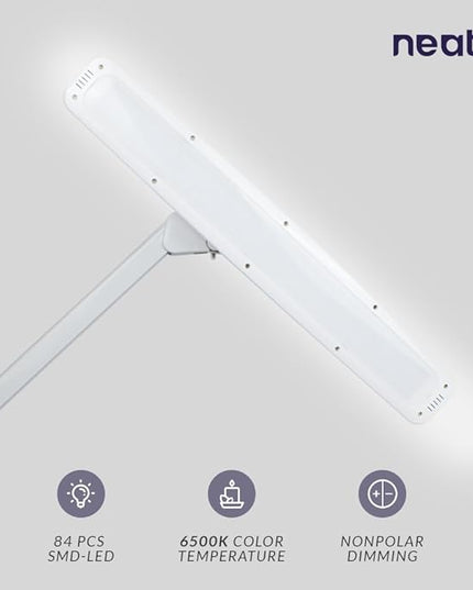 Neatfi Elite HD XL Task Lamp, Super Bright Desk Lamp, Non-polar Dimming (Non-CCT with Clamp, White, 22 Inches) - LeafyLoom
