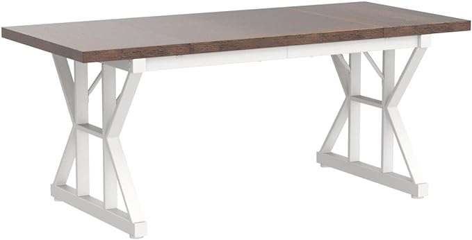 Tribesigns 70.8-Inch Executive Desk, Large Computer Office Desk Workstation, Modern Simple Style Laptop Desk Study Writing Table Business Furniture for Home Office (Brown/White, 70.8 Inch) - LeafyLoom