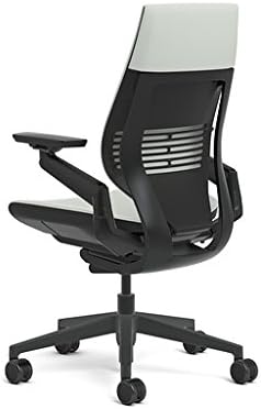 Steelcase Gesture Office Chair - Cogent: Connect Nickel Fabric, Low Seat Height, Wrapped Back, Dark on Dark Frame, Lumbar Support - LeafyLoom