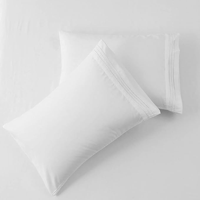 SONORO KATE Bed Sheet Set Super Soft Microfiber 1800 Thread Count Luxury Egyptian Sheets 18-Inch Deep Pocket Wrinkle-3 Piece(Twin XL White) - LeafyLoom
