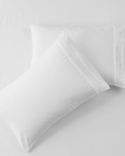 SONORO KATE Bed Sheet Set Super Soft Microfiber 1800 Thread Count Luxury Egyptian Sheets 18-Inch Deep Pocket Wrinkle-3 Piece(Twin White) - LeafyLoom
