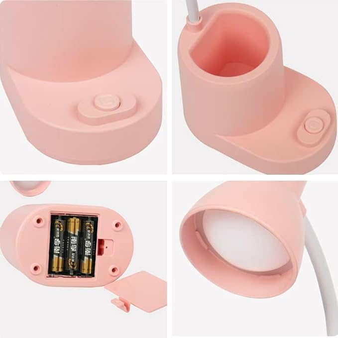 Desk Lamps for Home Office,White Desk lamp,kids battery lamps for tables,Cute pen holder for desk,360° Rotating Hose,Adjust The Angle of Light Source at Will,Kids Lamps for bedrooms Girls,Small Lamps - LeafyLoom