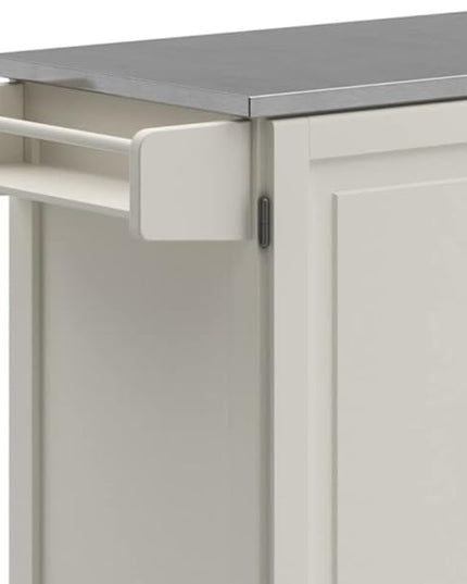 Homestyles Kitchen Cart with Stainless Steel Metal Top Rolling Mobile Kitchen Island with Storage and Towel Rack 54 Inch Width Off White - LeafyLoom