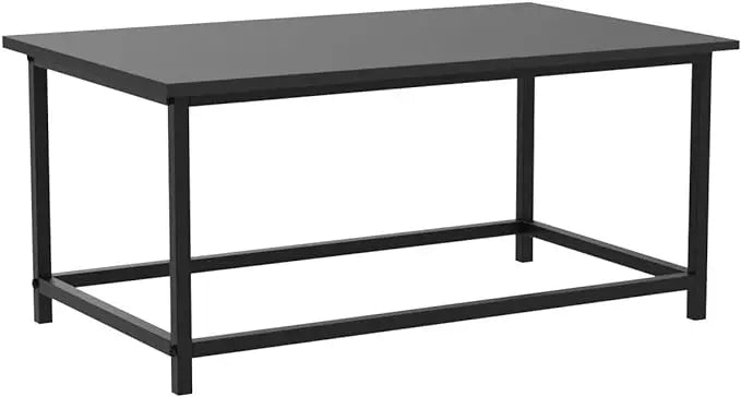 SAYGOER Black Coffee Table Simple Modern Rectangular Center Table Open Space Minimalist for Living Room Home Office Industrial Cocktail Tables, Easy Assembly, 39.37 x 19.69 x 17.72 - LeafyLoom