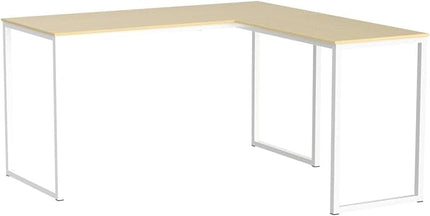 SHW 48-Inch Mission L-Shaped Home Computer Desk, Oak - LeafyLoom