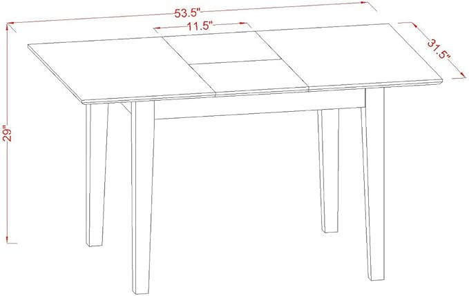 East West Furniture Norfolk Rectangular Table with 12" Butterfly Leaf -Mahogany Finish. - LeafyLoom