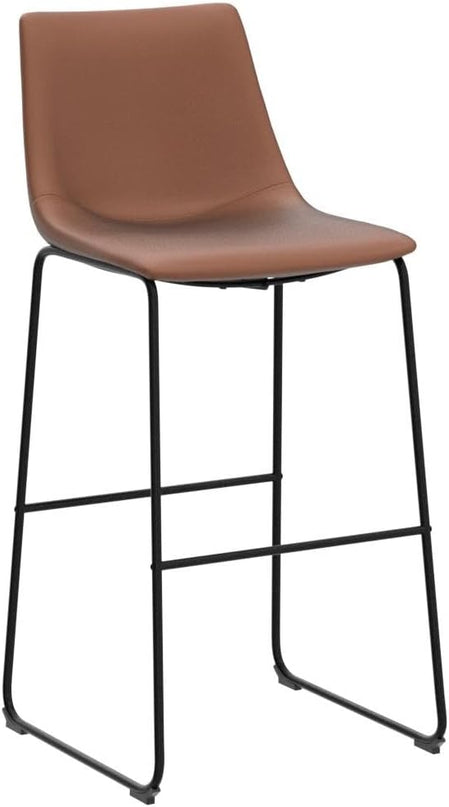 NicBex Retro Bar Stools Crazy-Horse Leather with Metal Legs Barstools, Lounge Kitchen Island Bar Stools, Set of 2, (Walnut Color) (A-GE17021-USSU014) - LeafyLoom